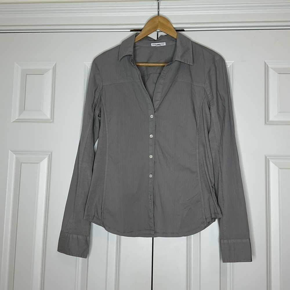 James Perse Light Grey Button Down Shirt Sz3